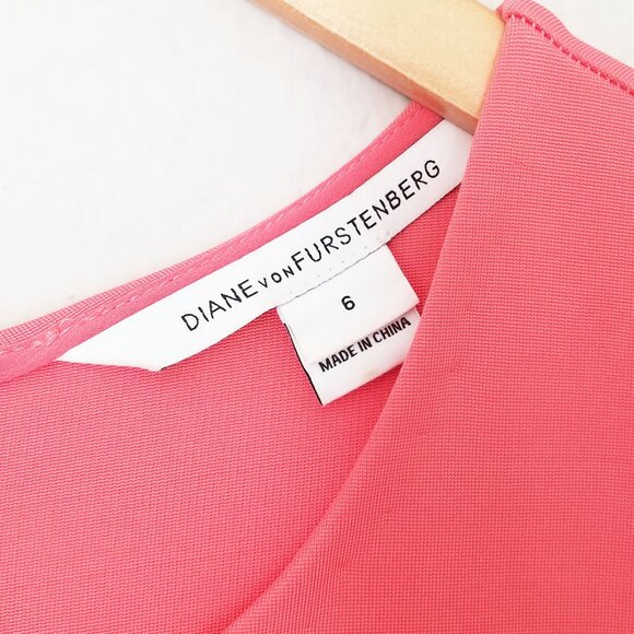 Diane Von Furstenberg DVF Jeannie Knit Fit Flare Dress 6 Coral Pink Stretch $365 - Picture 5 of 16